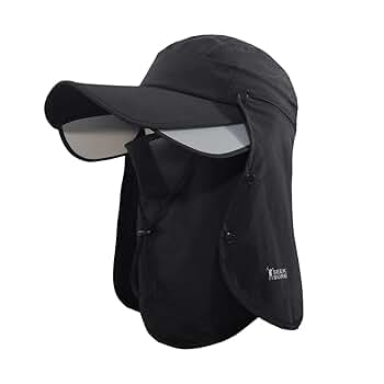 Sun Hat with Neck Flap, Detachable Visor Wide Brim UV